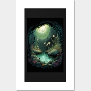 Magical Cavern Oasis Fantasy Illustration Posters and Art